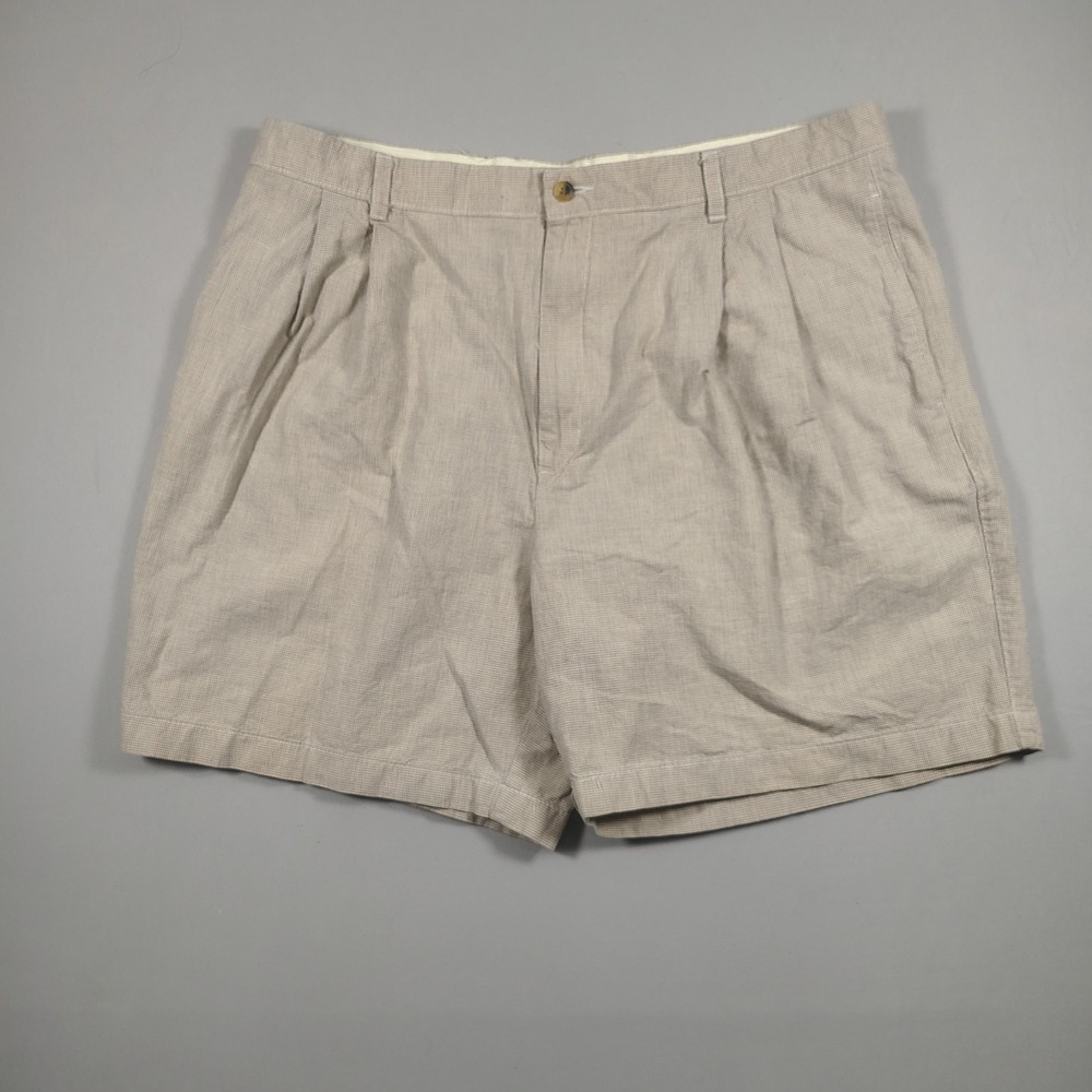 Dockers Golf‎ Shorts Mens 40 Khaki Pleated Micro-Check 100% Cotton